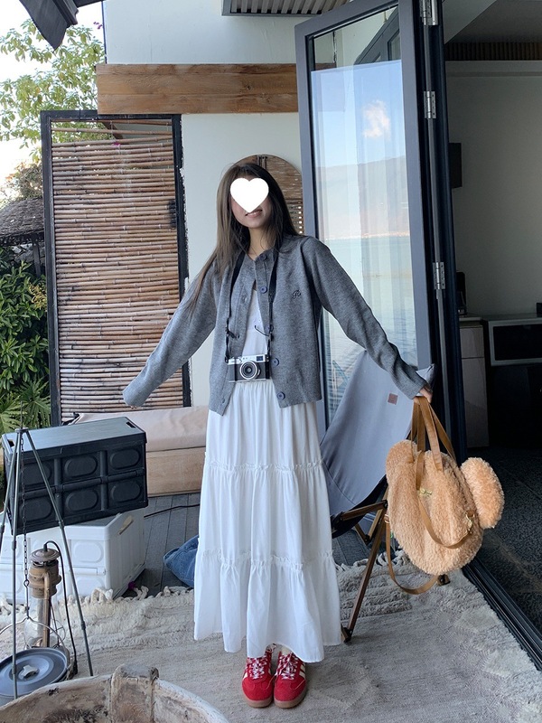 橘子树在哪儿韩系灰色针织开衫女秋季款宽松显瘦百搭短款毛衣外套|undefined