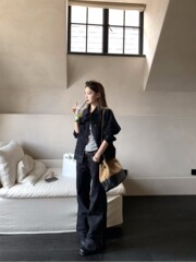 美式复古牛仔外套女早秋chic高级感气质薄款拉链开衫短款外搭上衣