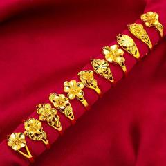 ベトナム沙金指輪女性メッキ24kシミュレーション金ジュエリー結婚用品夜市ソース指輪卸売り