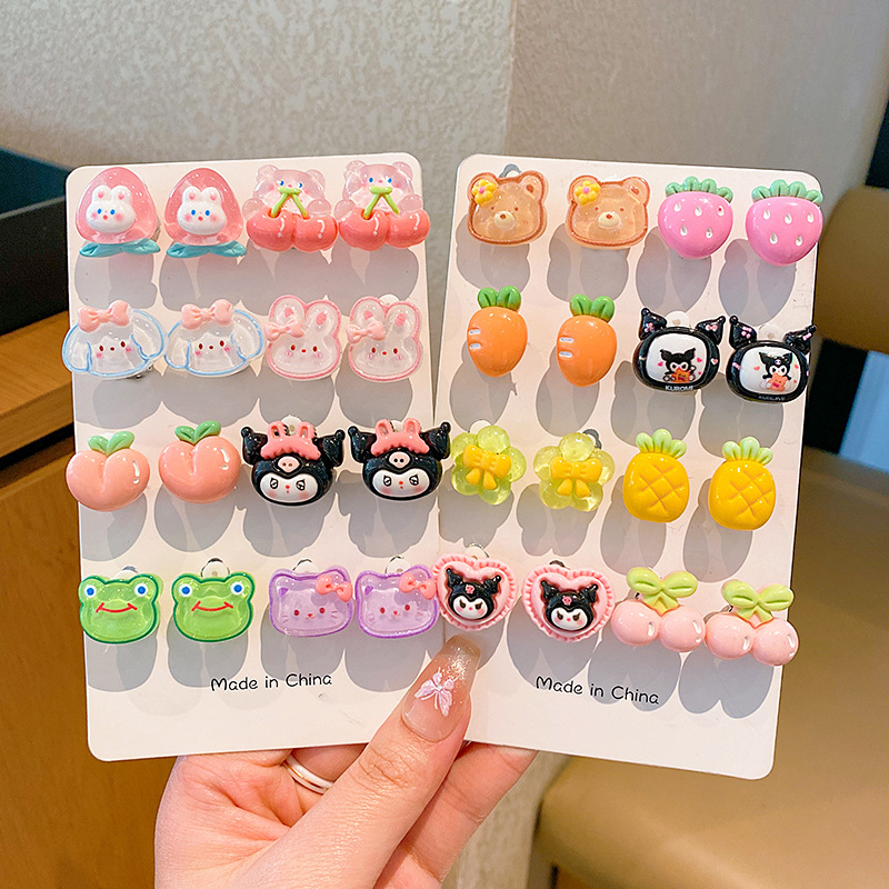 Sanliou niños dibujos animados orejetas colgantes para bebés 2024 nuevas niñas sin agujeros de orejas no lastimar orejas orejetas de niñas