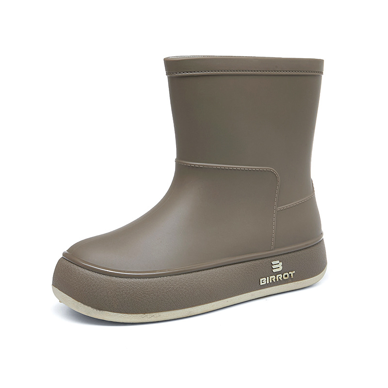 Nuevos zapatos de lluvia de terciopelo para mujeres de color sólido de moda coreana impermeable, antideslizante, fondo suave, estudiantes de manga corta, botas de lluvia cálidas