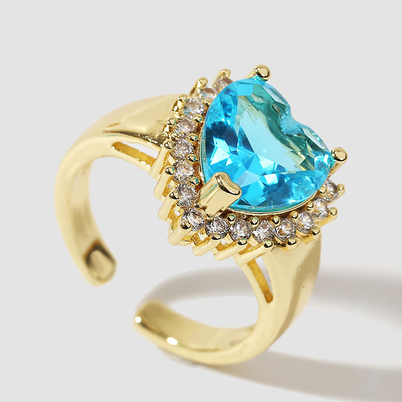 simple trend copper inlaid zirconium ring gold plating ring