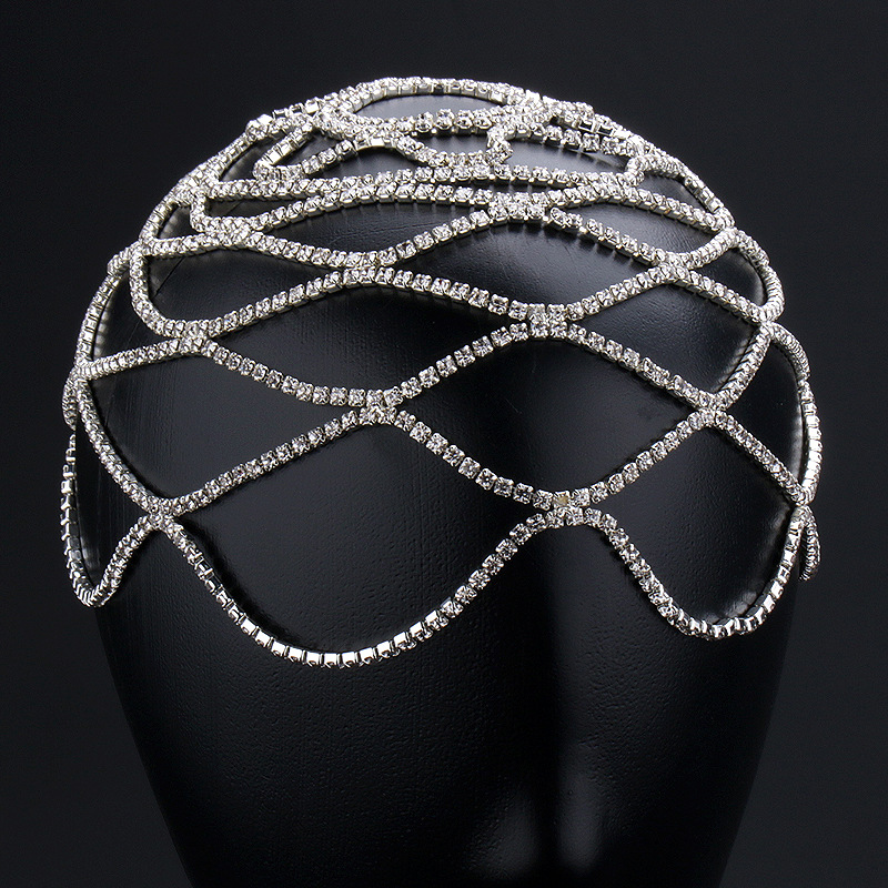 2023 transfronteriza Venta caliente garra cadena de malla tapa Europea estilo de la boda con el pelo decoración maquillaje artista fuente nueva venta al por mayor