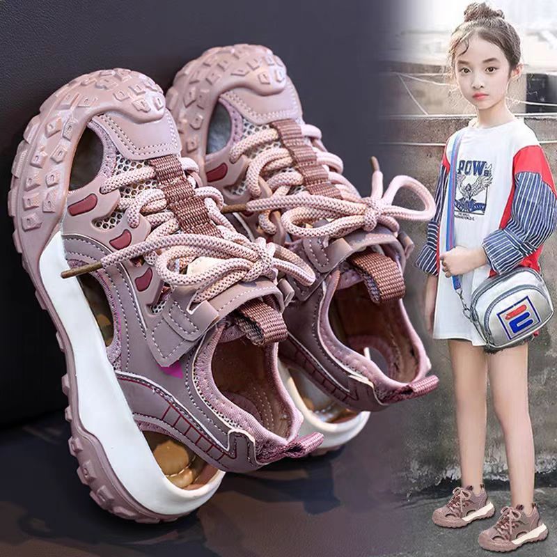 Children's Hollow Sports Sandals 2026 Summer New Anti-Collision Boys' Stylish Color-Blocking Casual Shoes Girls' Kids' Shoes