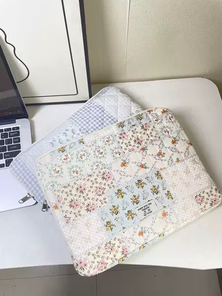 Korean ins tablet storage cute diamond pattern cute color-blocking 11/13/ 15inch laptop storage bag