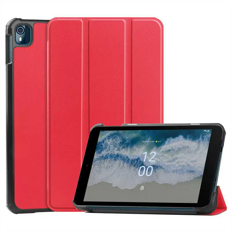 Подходит для protective кейса Nokia Nokia T10 однотонный кожаный чехол тройного сворачивания плоский защитный чехол жесткий корпус