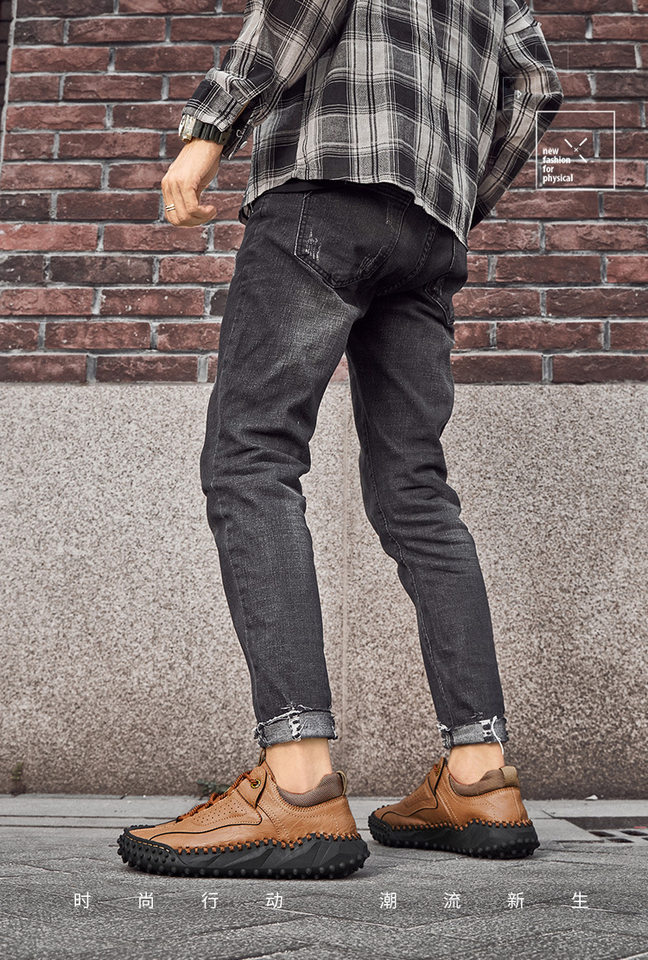 Giày lười nam da buộc dây cổ thấp đế bằng chống trượt, form rộng size lớn — 91033 kaki, 91033 màu nâu, 91033 màu đen chi tiết 15