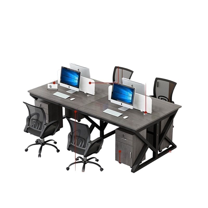 Modern Office Desk for Employees, Four-Six Person Multi-Person Workstation with Screen Partition, Computer Desk, Manager Workstation, Modular Office Desk