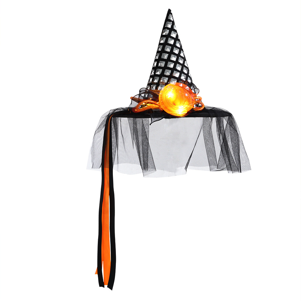 Nuevo sombrero de Halloween transfronterizo sombrero de bruja fiesta de disfraces accesorios de decoración de fiesta sombrero de bruja brillante