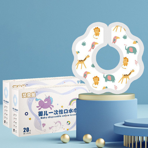 Disposable spit wipes for infants and young children Non-woven cartoon children's bibs Anti-vomiting round disposable bibs