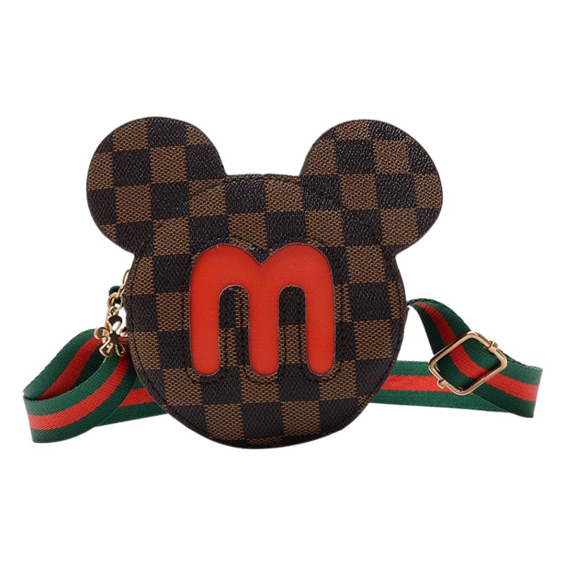 Cute Bag Cross-Body Coin Purse Korean Style Fashion Princess Wide Shoulder Strap Small Round Bag Mickey Mouse Print Small Shoulder Bag