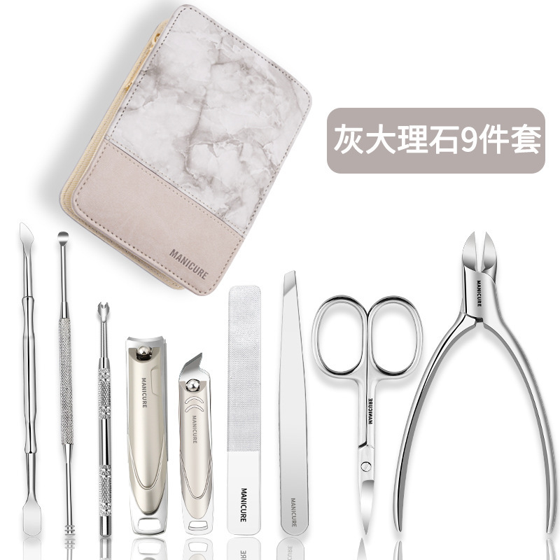 Kit de cortador de uñas a prueba de salpicaduras herramientas de pinza de uñas pedicura pinza de zanja de uñas pinza de garganta de piel muerta empuje inclinado boca doble cabeza