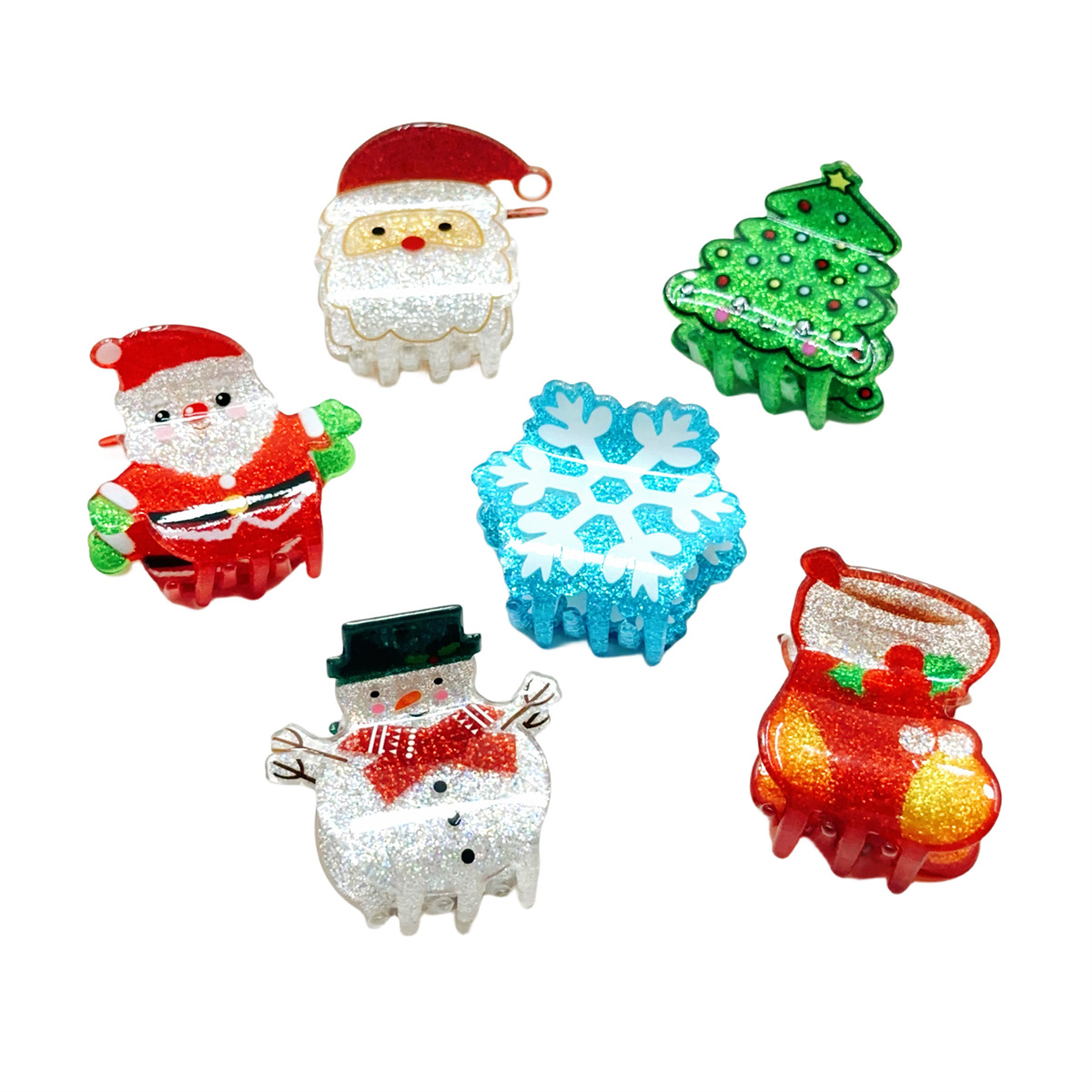 20g Weight Hair Claws Hair Accessories Type 1 Piece Quantity Holiday, Daily Occasion Arylic Material Christmas Festival Christmas Tree, Santa Claus Pattern Women's Gender Simple Style Style Christmas Simple Style Women's Christmas Tree Santa Claus Arylic Hair Claws 无