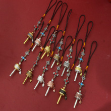 新款藏饰品合金转经筒六字真言箱包车挂钥匙扣挂件批发