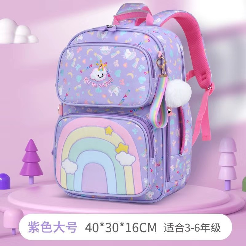 Mochila escolar para estudiantes de primaria 1 - 6 grados ligera para niñas para reducir la carga de la mochila de niñas súper lindas