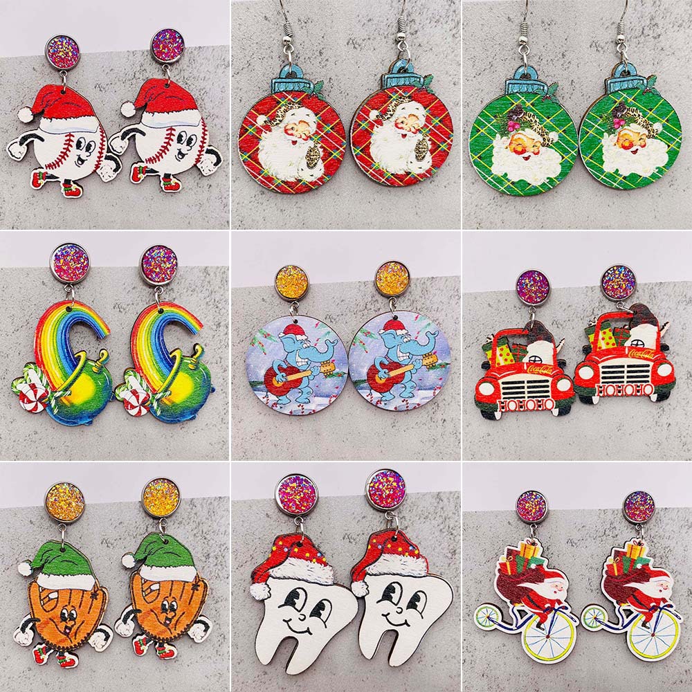 Wholesale Jewelry Cartoon Style Cartoon Wood Drop Earrings display picture 1