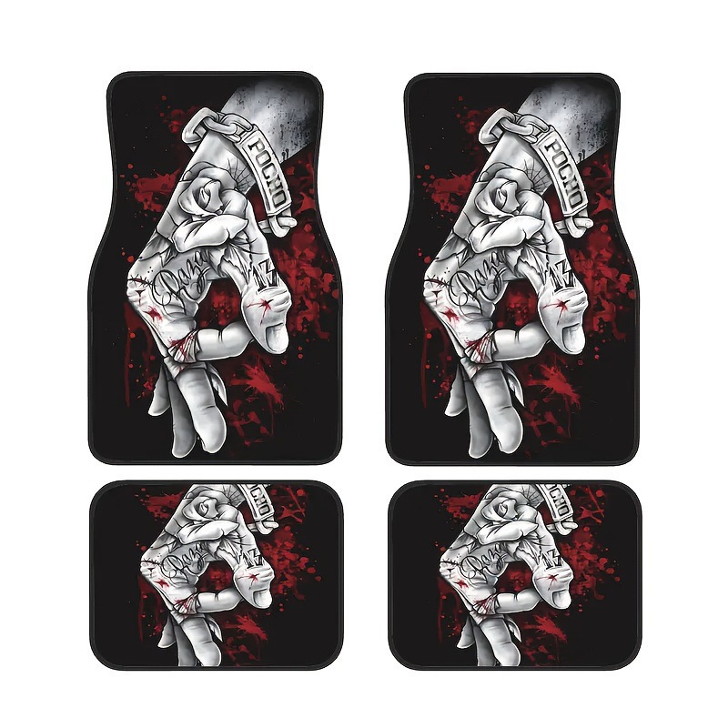 Cross-border Amazon American-style trendy car floor mats four-piece set, water-absorbent, wear-resistant, dirt-resistant car decorative floor mats, drop-shipping available