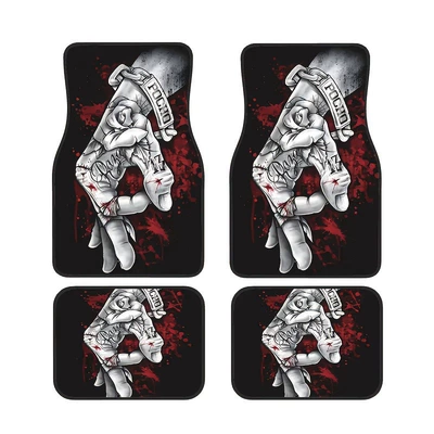Cross-border Amazon American-style trendy car floor mats four-piece set, water-absorbent, wear-resistant, dirt-resistant car decorative floor mats, drop-shipping available (Avtomobil döşəmə paspasları) - american-style-car-floor-mats-1-3344cmtwo-piece-set