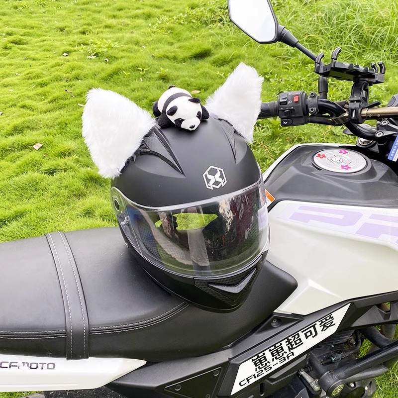 3D Pure White Cat Ear Helmet Decoration Motorcycle Helmet Accessories