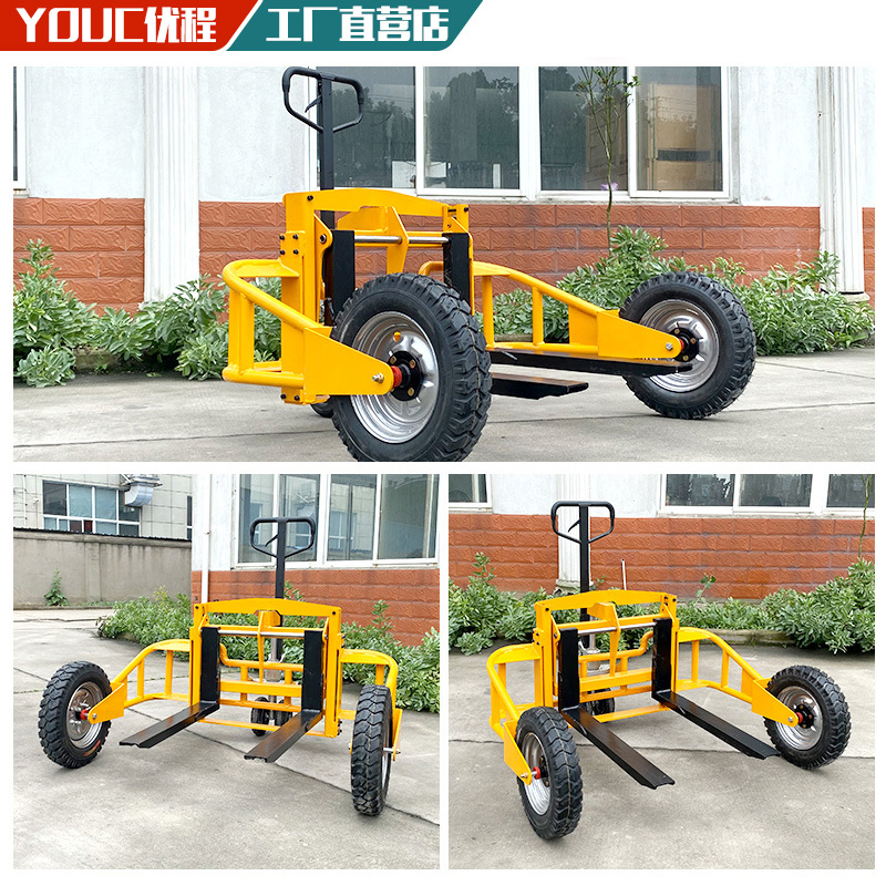 carretilla elevadora de carretera carretera pallet carrier manual hidráulico montañoso remolque de patas anchas sitio de construcción carrier neumático al aire libre