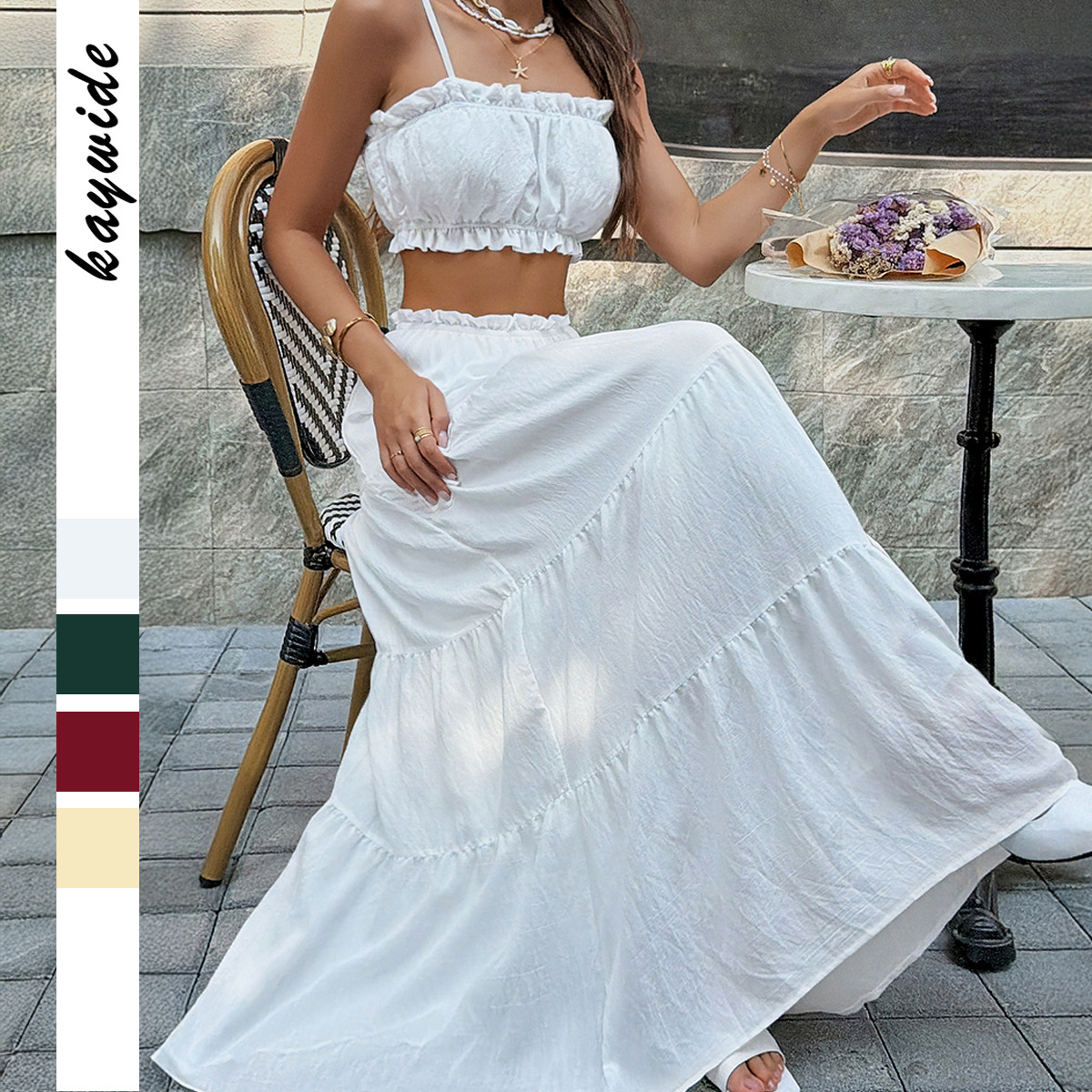 Women's Clothing Elegant European And American Style Strapless Dress Set For Women Spring Summer Vacation Fashion_ecoleips.com