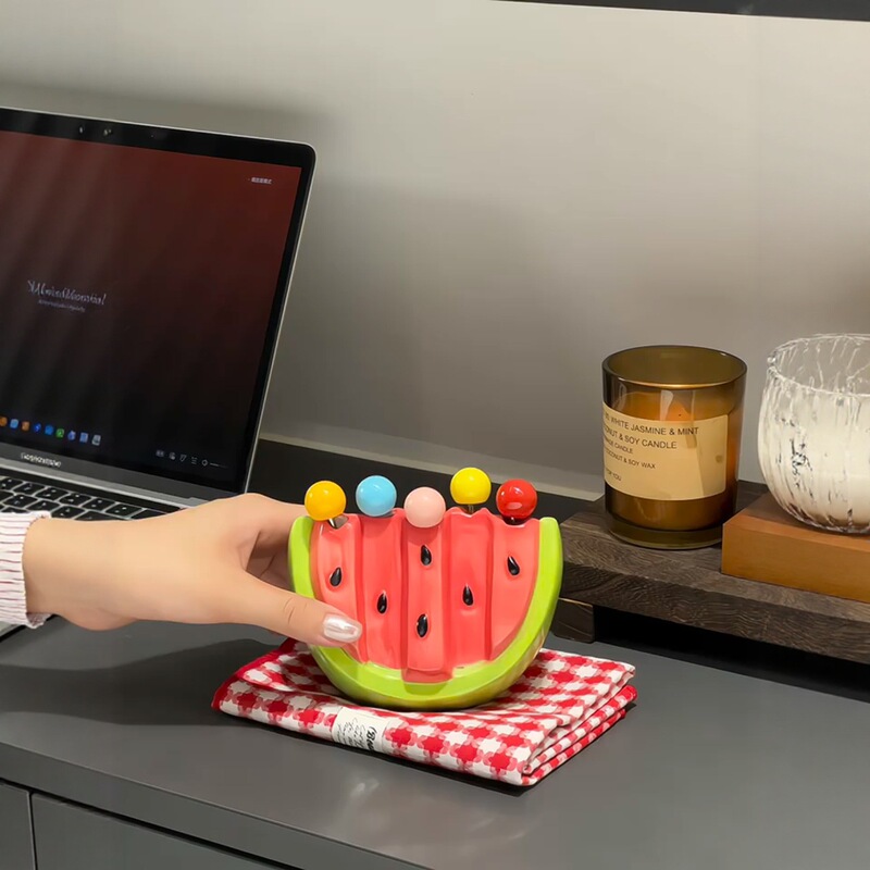 スイカフルーツフォークフルーツピックステンレス鋼小さなフォークフルーツテーブルフォークケーキフォーク家庭用絶妙でかわいいクリエイティブ|undefined