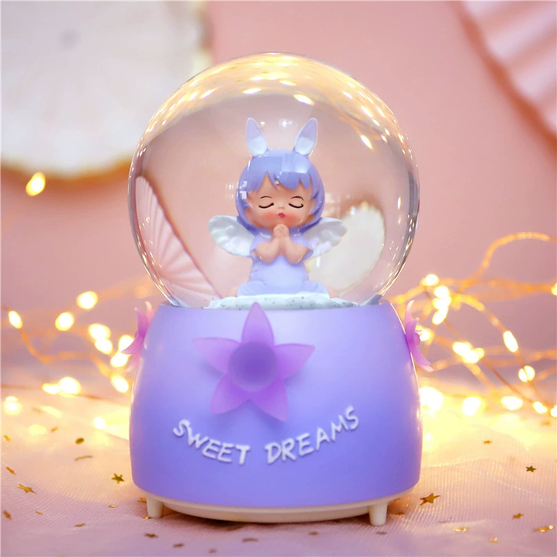 Music glass music box with light for students, creative gift