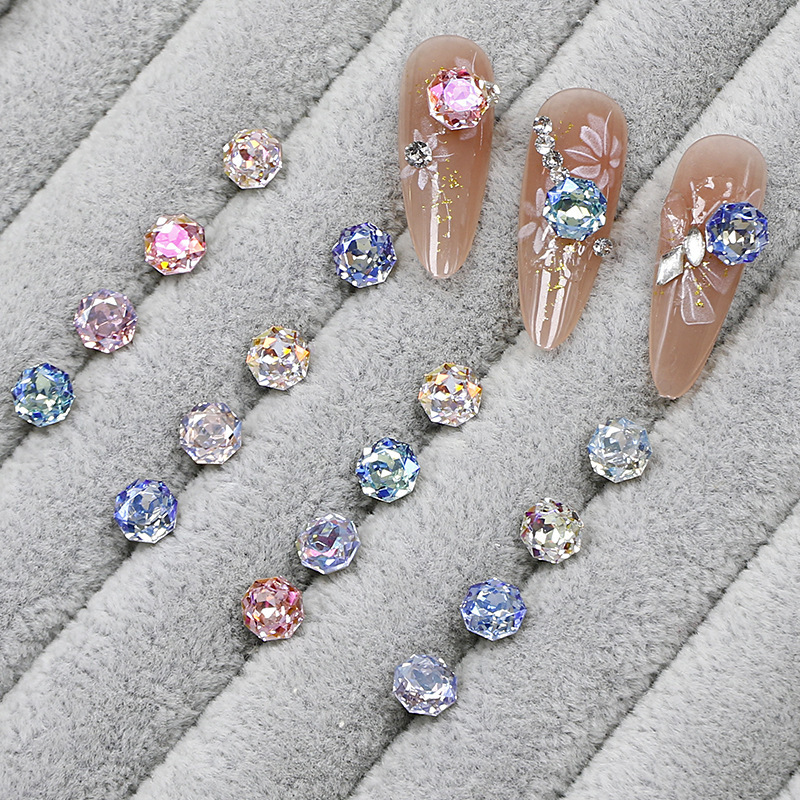 Dongzhou 6mm Eight-Sided Millennium Rose Cut Nail Art Diamond K9 Crystal Flash Mini High-Quality Pointed Bottom Diamond Nail Art Jewelry