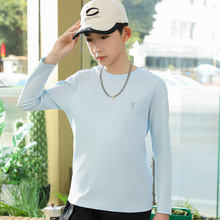 青少年打底衫男童长袖春秋款男童t恤儿童上衣中大童小男孩白T