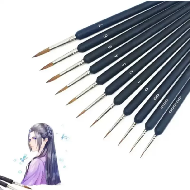 跨境勾线笔 水彩水粉软毛油画特细极细手绘笔描边尖头勾边笔套装