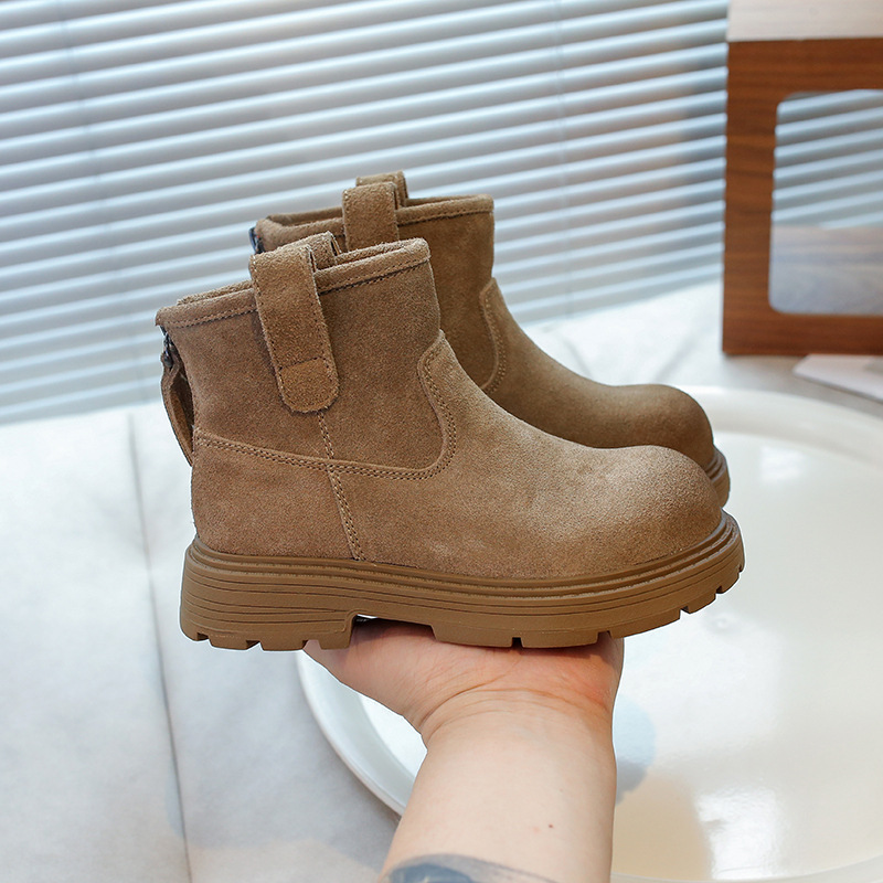 Jesensko-zimski novi Martin za deklice 2024, otroški bo v britanskem slogu iz matiranega usnja, dekliške kratke hlače z zadrgo na hrbtu_voghion.com