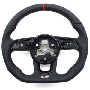 Suitable for Audi A4B9 S model, semi-perforated red stitching, red center mark, no paddle shifters, no buttons, steering wheel base