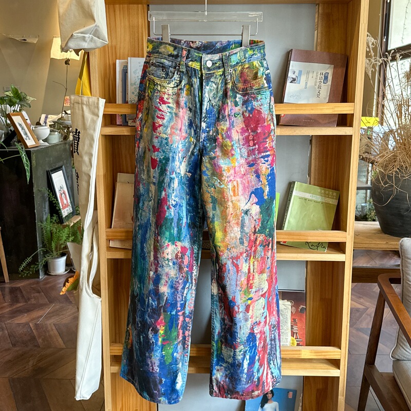 Pure Ceiling] AS Classic 1981 Version 3D Printing Oil Paint Painted Men's and Women's Wide Leg Jeans Pants
