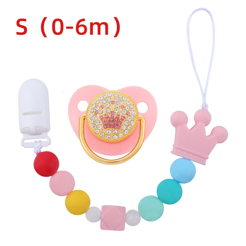 Bebé suministros corona chupete bebé silicona corona perlas mordedura chupete cadena anti-caída traje de cadena Nuevo