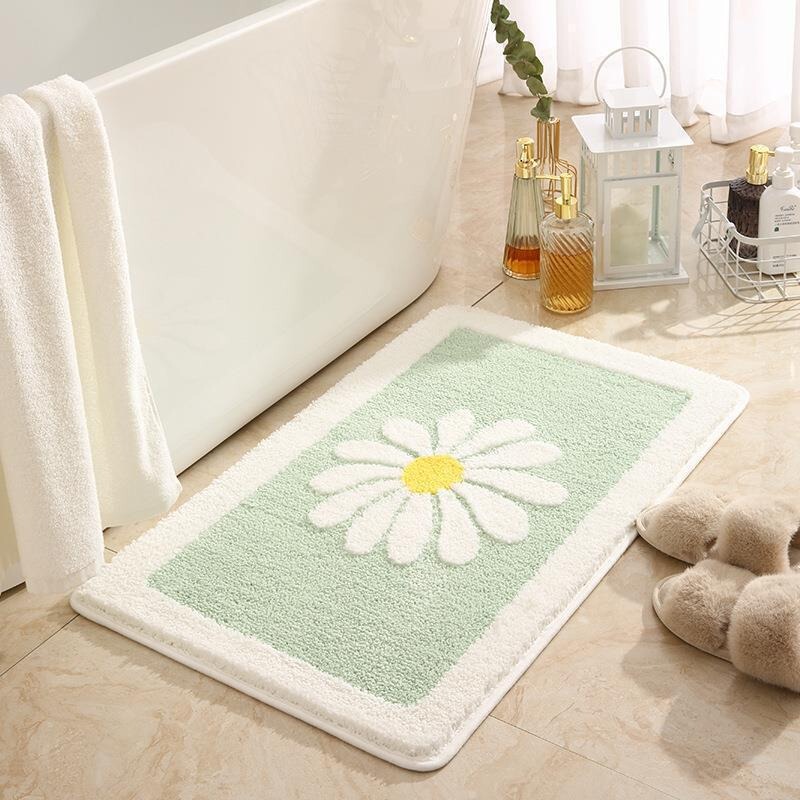 Korean-style daisy floor mat, home-use faux cashmere carpet, bathroom anti-slip mat, water-absorbent foot mat for the toilet Korean-style daisy floor mat, home-use faux cashmere carpet, bathroom anti-slip mat, water-absorbent foot mat for the toilet