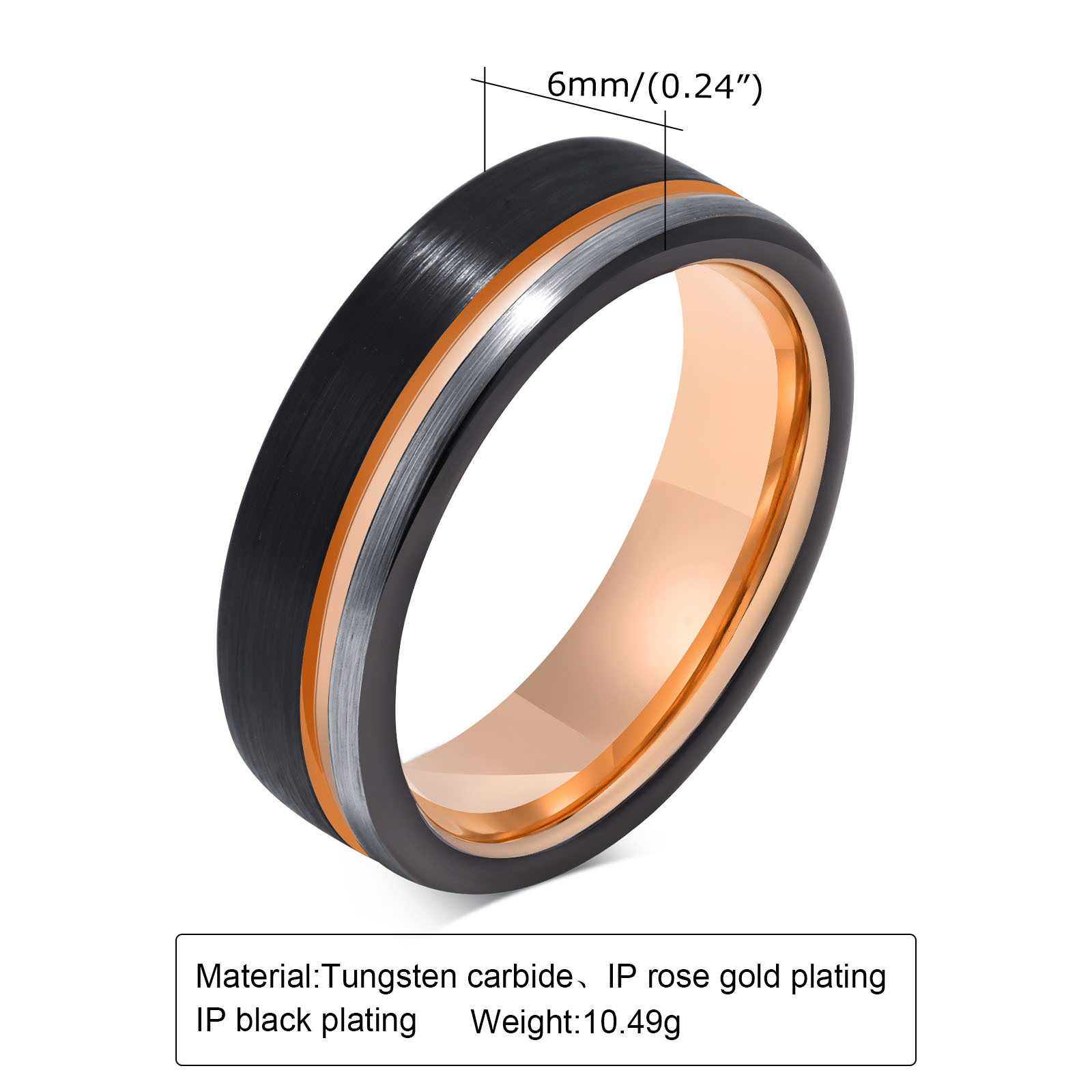 Fashion Color Block Tungsten Steel Rings Metal Stainless Steel Rings