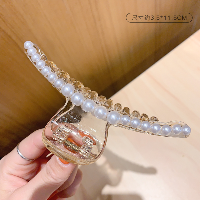 韓国風シャーククリップ、女性用の大きめのシンプルで多用途なヘアクリップ、ネットセレブのヘアアクセサリー、入浴用の後頭部のヘアクリップ|undefined