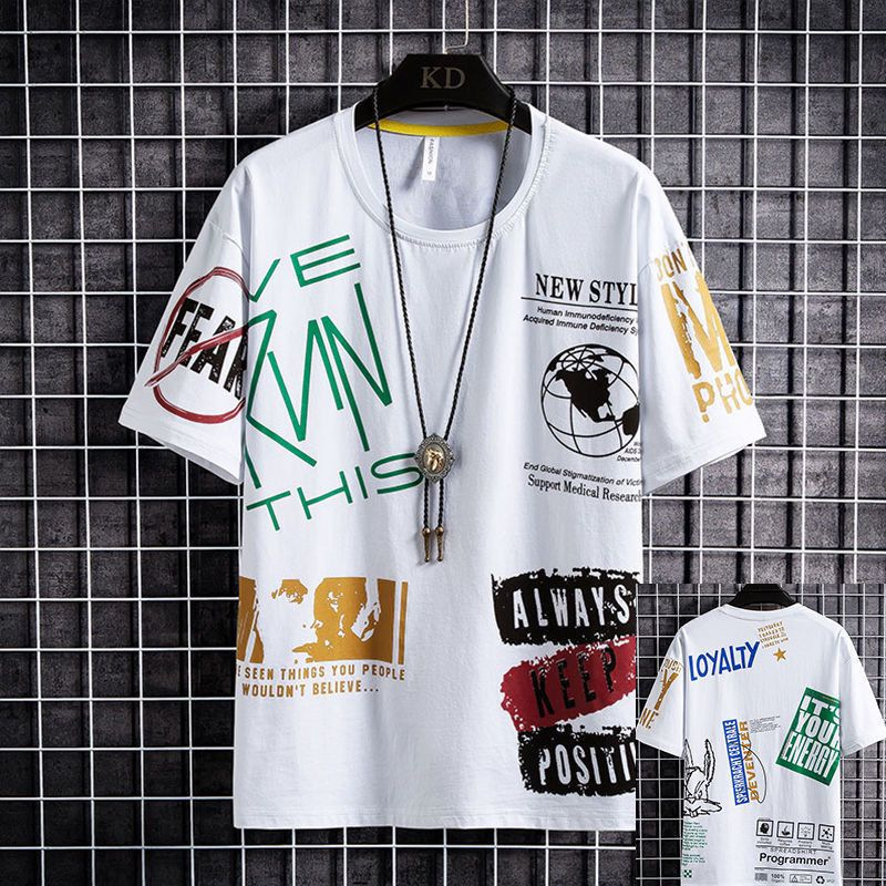 Short-sleeved T-shirt Men's 2023 Summer New Loose Half-sleeved Base Shirt Men's Round Neck All-match T-shirt Trendy Wholesale