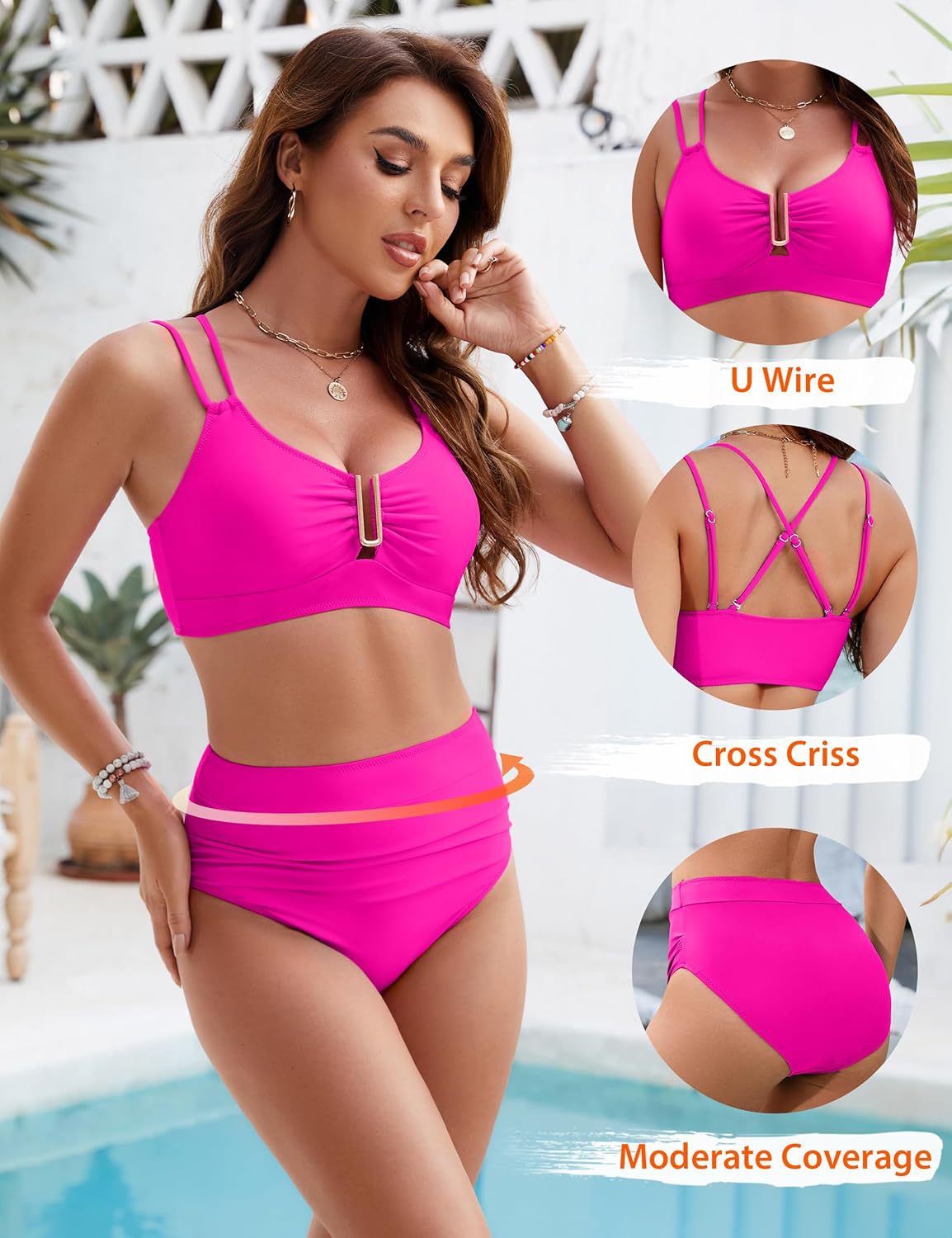 Sexy Rückenfreier Bikini Für Damen Mit Bindebändern Push Up_voghion.com