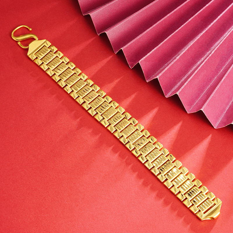 Nueva pulsera de oro arena suministro directo de fábrica boutique coche flor tanque cadena imitación oro amarillo largo tiempo no se desvanece joyería de latón Yiwu