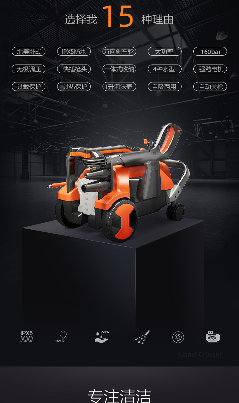 Yili household high pressure 220V car washing machine car washing artifact ultra high pressure large flow courtyard cleaning machine washing yard
