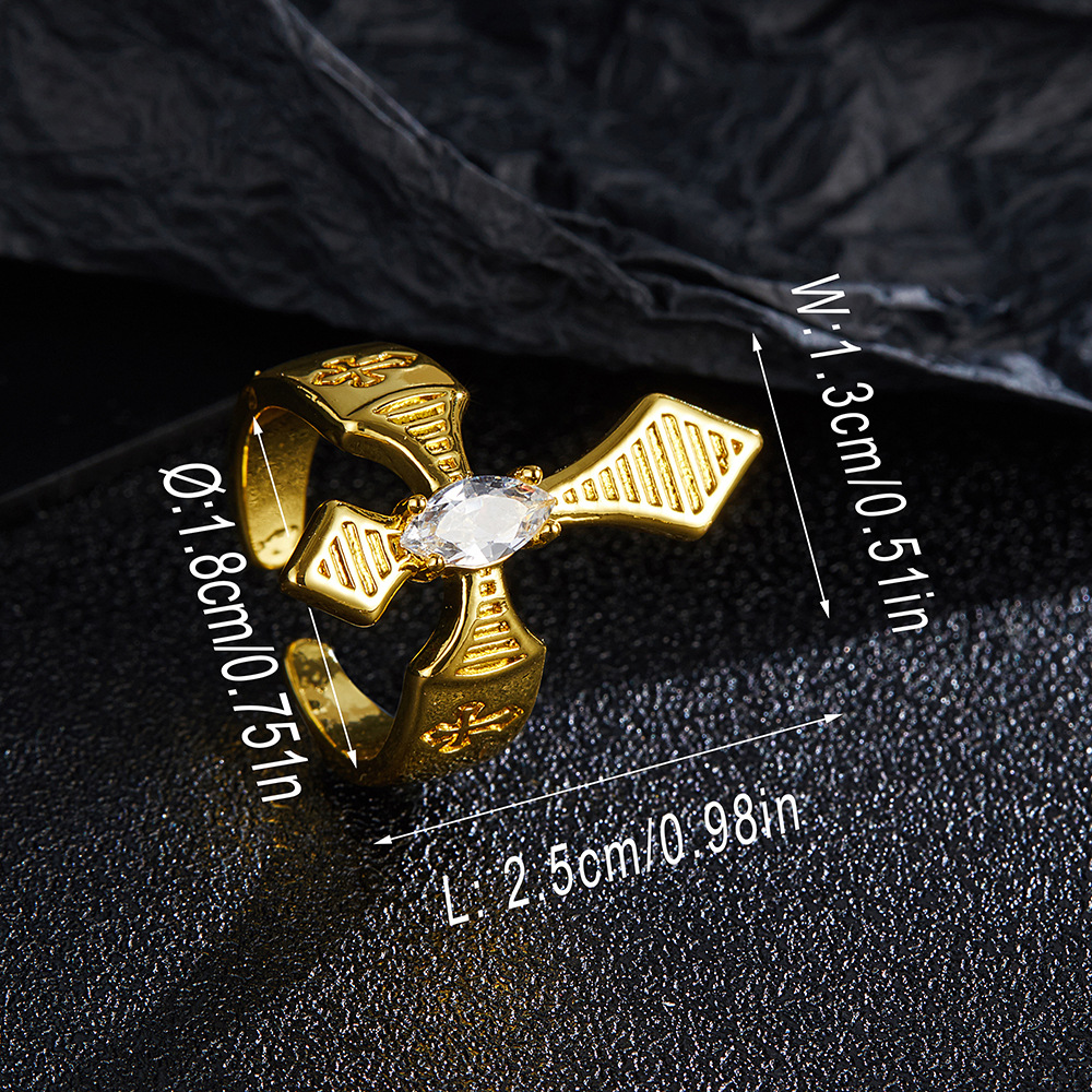 Vendita calda con senso del design personalizzato, anello di apertura a croce in zirconio_voghion.com