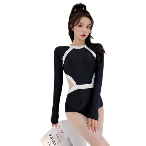 Bathing Suit Women  New Conservative Cover-Belly Slimming Long Sleeve One-Piece Sexy Hot Spring Swimming Costume for Women Wholesale