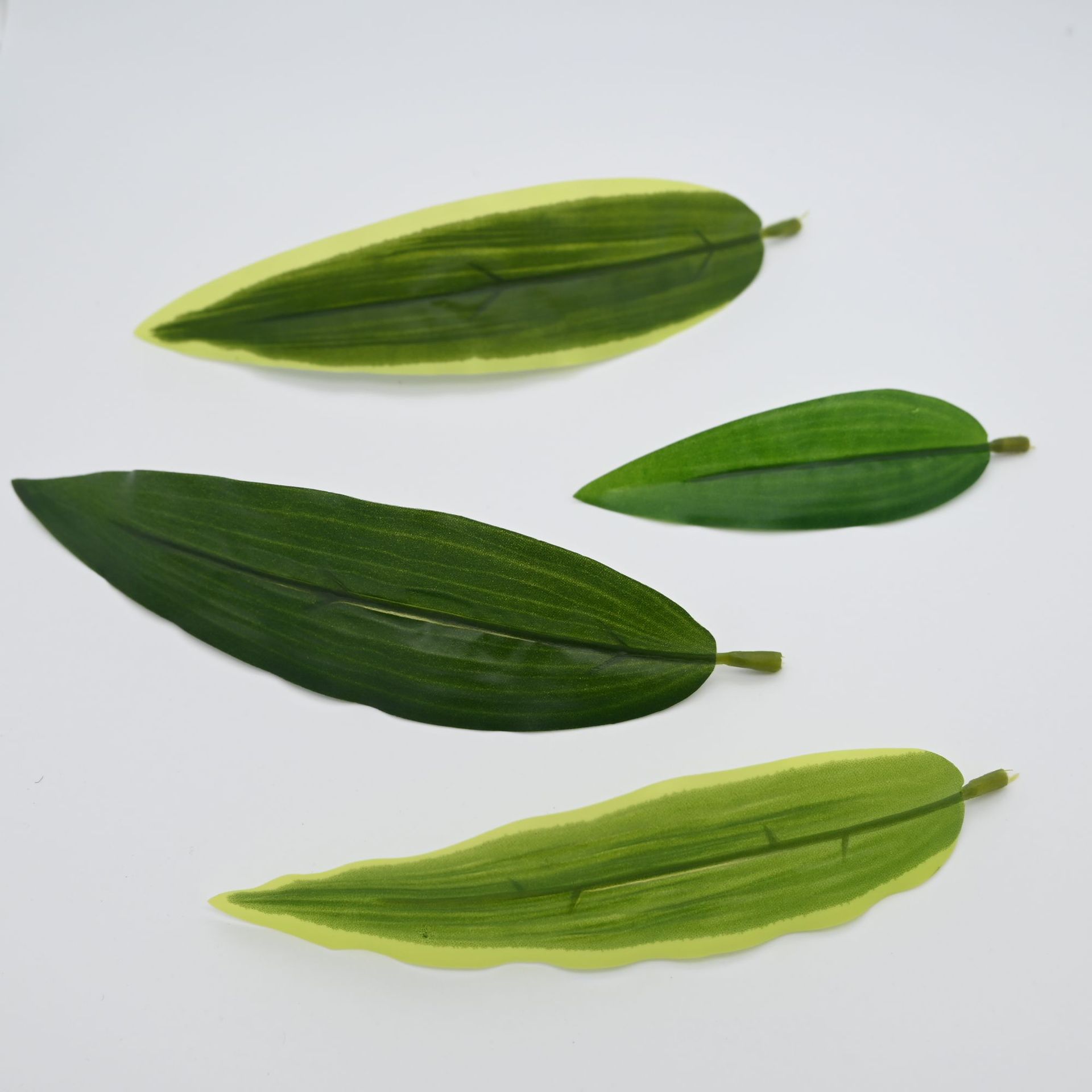 仿真吊兰叶白黄边竹芋叶片花艺装饰配件人造百合叶绿植仿真叶片