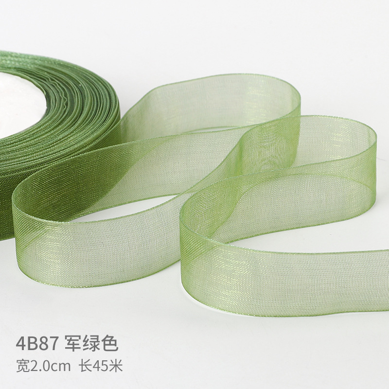 Matcha cinta verde cinta DIY cinta de color Menta Man-Wa cinta de jazmín mano trenzada bolsa de pelo ramo de flores cinta de tela