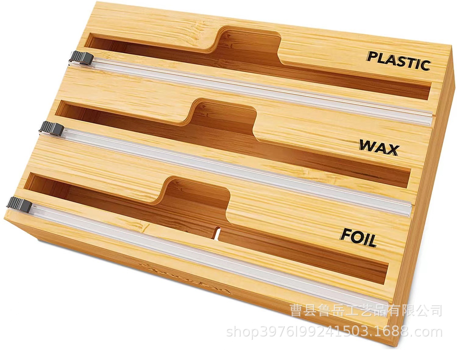 Envoltura de plástico de bambú caja de corte de papel de aluminio caja de almacenamiento de tres capas de dos capas cajón de la cocina del hogar organizador caja de bolsa de basura