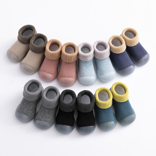  Winter New Combed Cotton Warm Baby Learning to Walk Shoes Soft Sole Elastic Knitted Children's Socks Shoes Snow Socks
