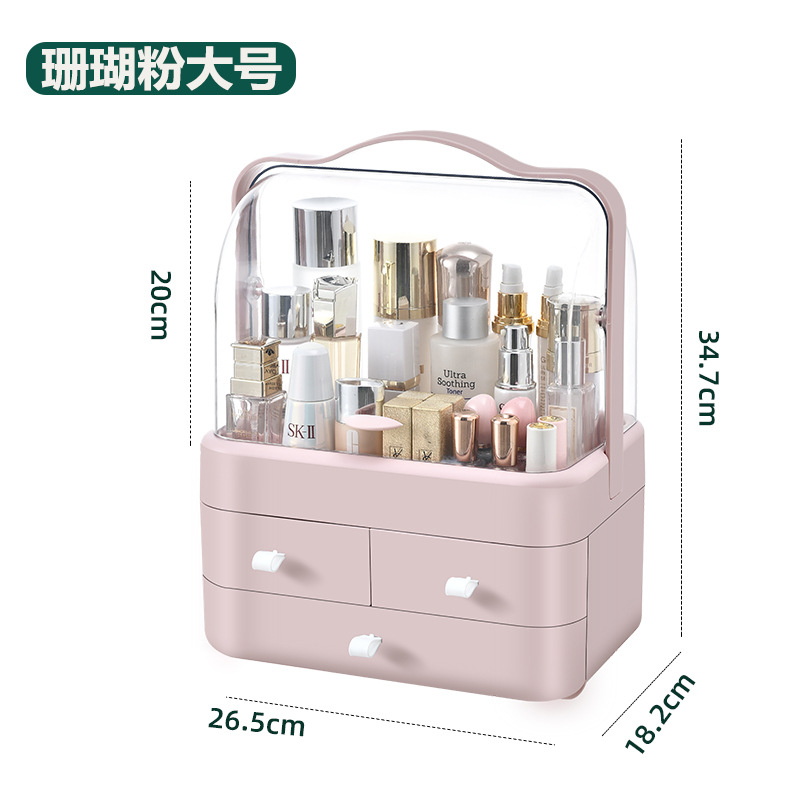 Caja de almacenamiento de cosméticos de lujo ligero a prueba de polvo cajón transparente caja de organización de escritorio caja de almacenamiento de productos de cuidado de la piel de joyería de gran capacidad