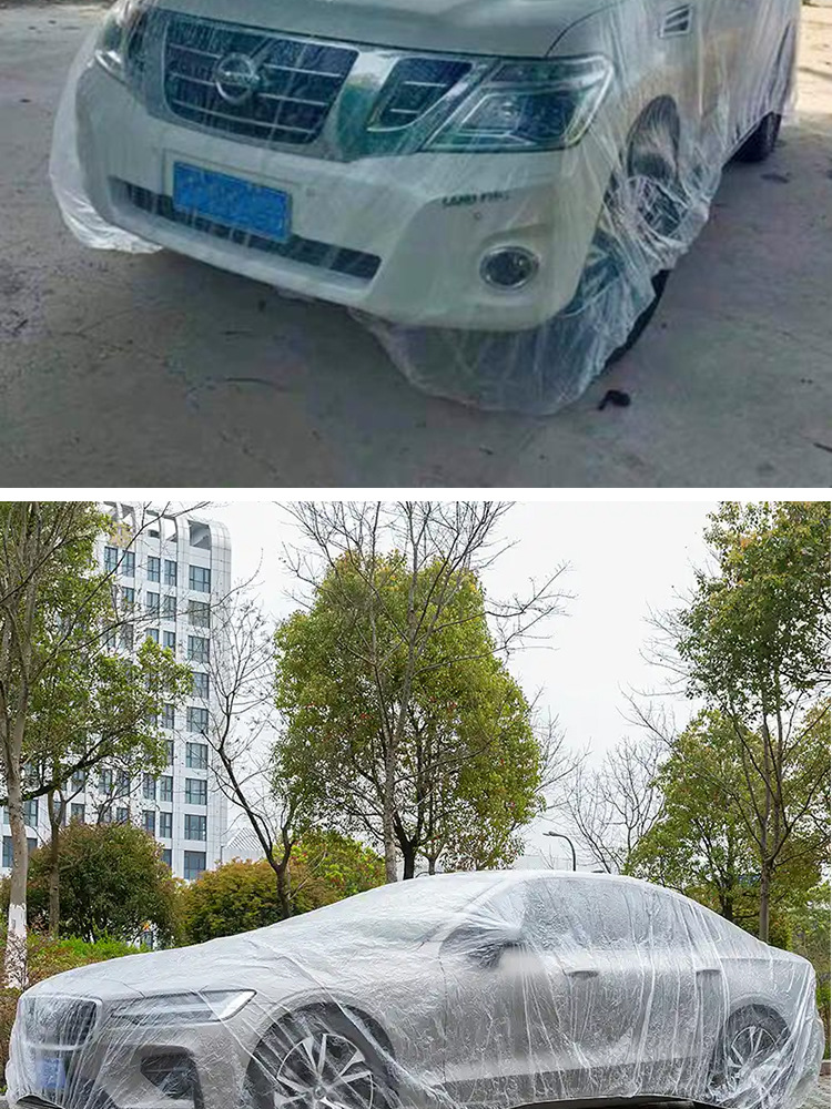 Disposable Car Cover Car Rain Cover Thickened Transparent Plastic Film Car Repair and Maintenance Protective Cover Wholesale