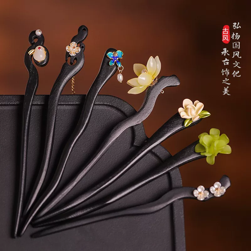 Summer wooden Chinese hairpin, hair accessory, hairgrip, cheongsam, Hanfu